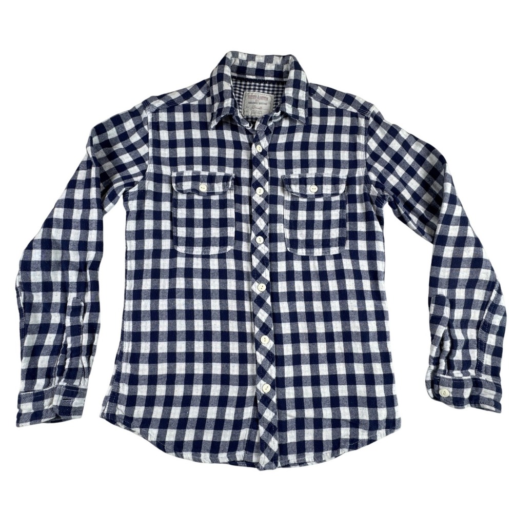Hudson & Barrow Flannel Shirt‎ Men's Small Gingham Button Down Long Sleeve Blue